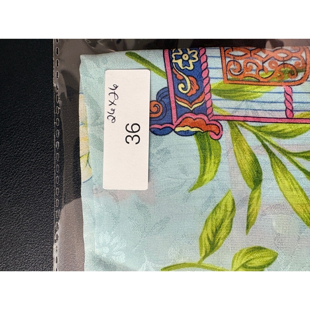 Talbots Light Blue Silk Square‎ Scarf Birdcage Floral Jacquard 26x26 - Picture 6 of 6